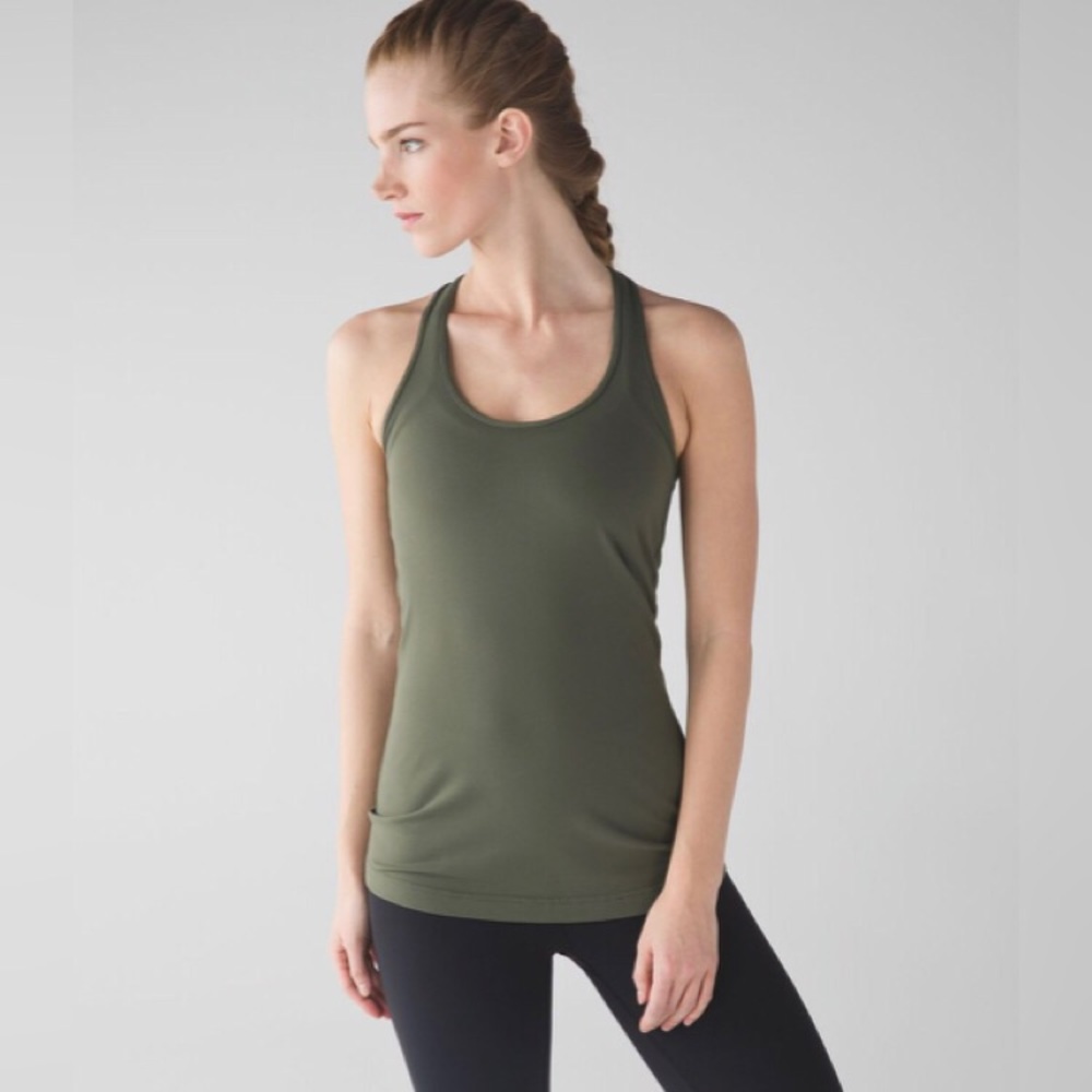 Lululemon Cool Racerback Tank Army Fatigue Green